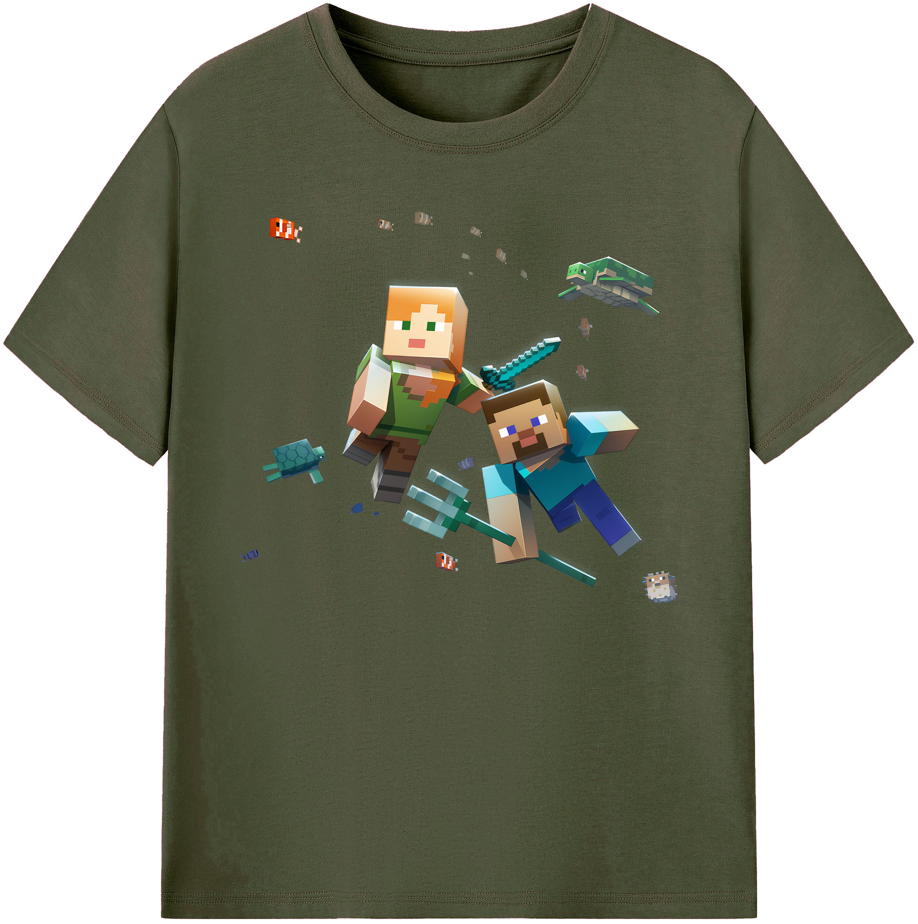 （画像用） マインクラフト ブロックの世界 Minecraft MC Block world 綿100％ メンズ半袖Tシャツ｜肌触りやわらか＆通気性